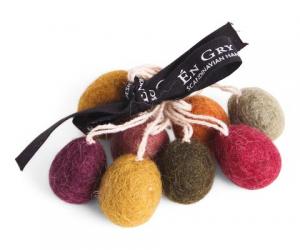 Miniägg i mörka färger, set om 8 - tovad ull (10010) - Én Gry & Sif