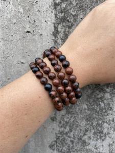 Armband med stenpärlor, Brun - Mix by Heart