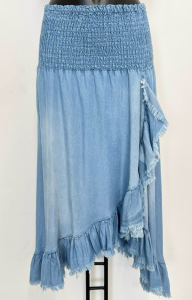 Jeanskjol i tencel, bred smock, Felicia - Love Forever