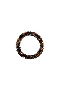 Armband / Hårsnodd med små pärlor, Svart / Brun, Nanna - Black Colour