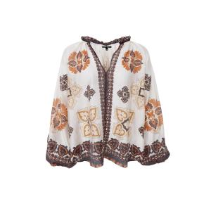 Blus, Mönstrad Vit, brun, rost, Hayley-  Black Colour