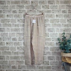 Linnebyxa, Rutig Beige / Vit, Nilla - Cabana Living