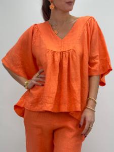 Linnetopp med v-hals, Orange Nova - Gemini     BERÄKNAD LEV: MARS