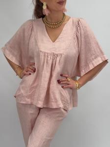 Linnetopp med v-hals, Ljusrosa Nova - Gemini     BERÄKNAD LEV: MARS