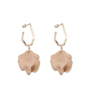 Örhängen, Guldfärgad creol med Beige blomblad - Gemini