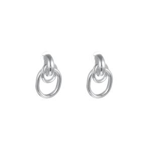 Örhängen, Creol med 2 hängade ringar "silver" - Gemini