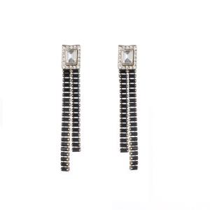 Örhängen, Långa i svart och klar strass - Gemini