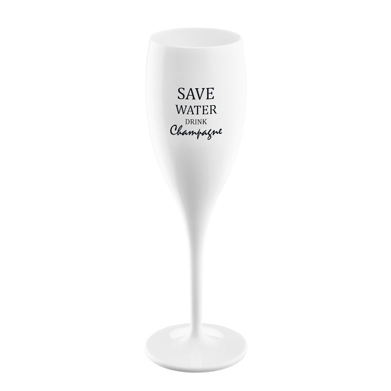 Okrossbart Champagneglas 100ml, Save water drink champagne, Vit - Koziol