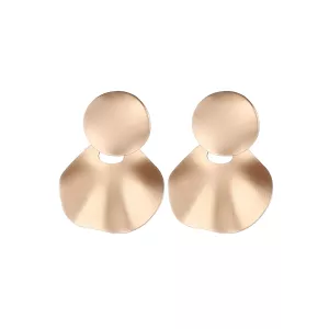 Örhängen, Matt guldfärgad platta med hängande "blad" - Gemini