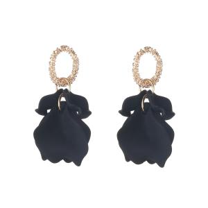 Örhängen, Svarta "blad" i guldfärgad ring - Gemini