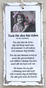 Diktkort - Tack för den här tiden