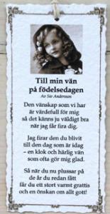 Diktkort - Till min vän på födelsedagen