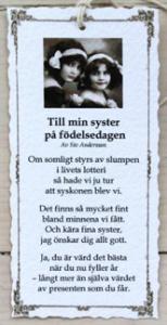 Diktkort - Till min syster på födelsedagen