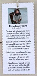 Diktkort - Ett adoptivbarn