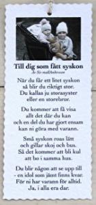 Diktkort - Till dig som fått syskon