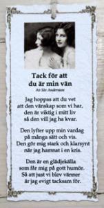 Diktkort - Tack för att du är min vän
