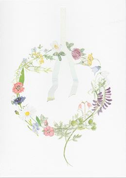 Dubbelvikt kort i akvarell - Blomsterkrans