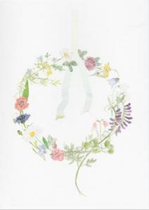 Dubbelvikt kort i akvarell - Blomsterkrans