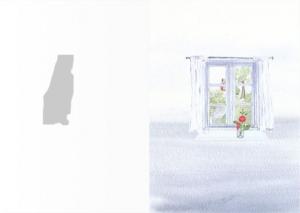 Dubbelvikt kort i akvarell - Stockrosor