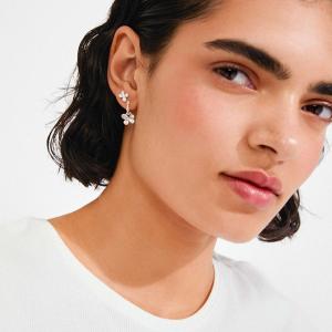 Örhängen Ajani, Silverpläterad Blomma, 2-i-1-set - Pilgrim