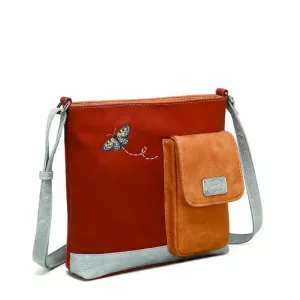 Quack Cross-Body Väska grå-orange-röd - HI-DI-HI