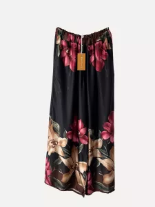 Byxa med vida ben, Svart / Blom, Li - Reunion