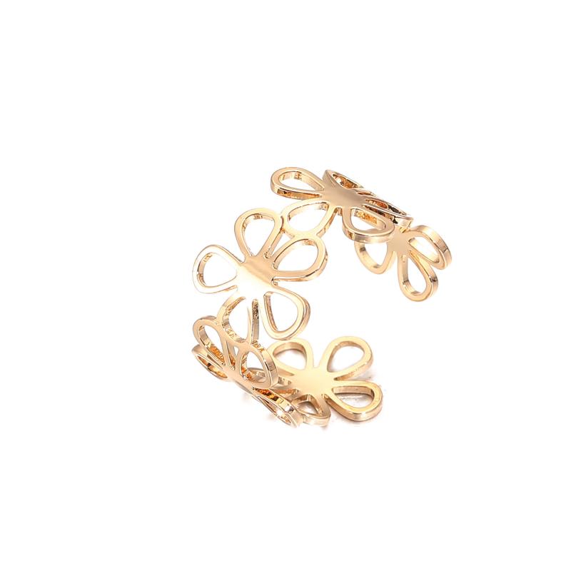 Ring med blommor, Guldfärgad (Justerbar) - Gemini