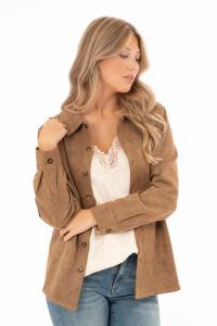 Skjorta i fuskmocka, Cognac, Rae Suede - Capri Collection