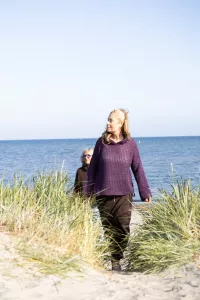 Tröja, Stickad hoodie, Plommon Gabbi - Reunion