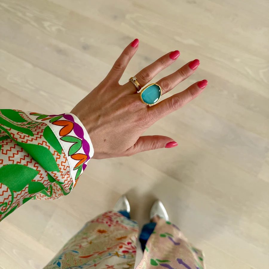 Ring Omikron, Ljusblå / Aqua Guld – 7EAST