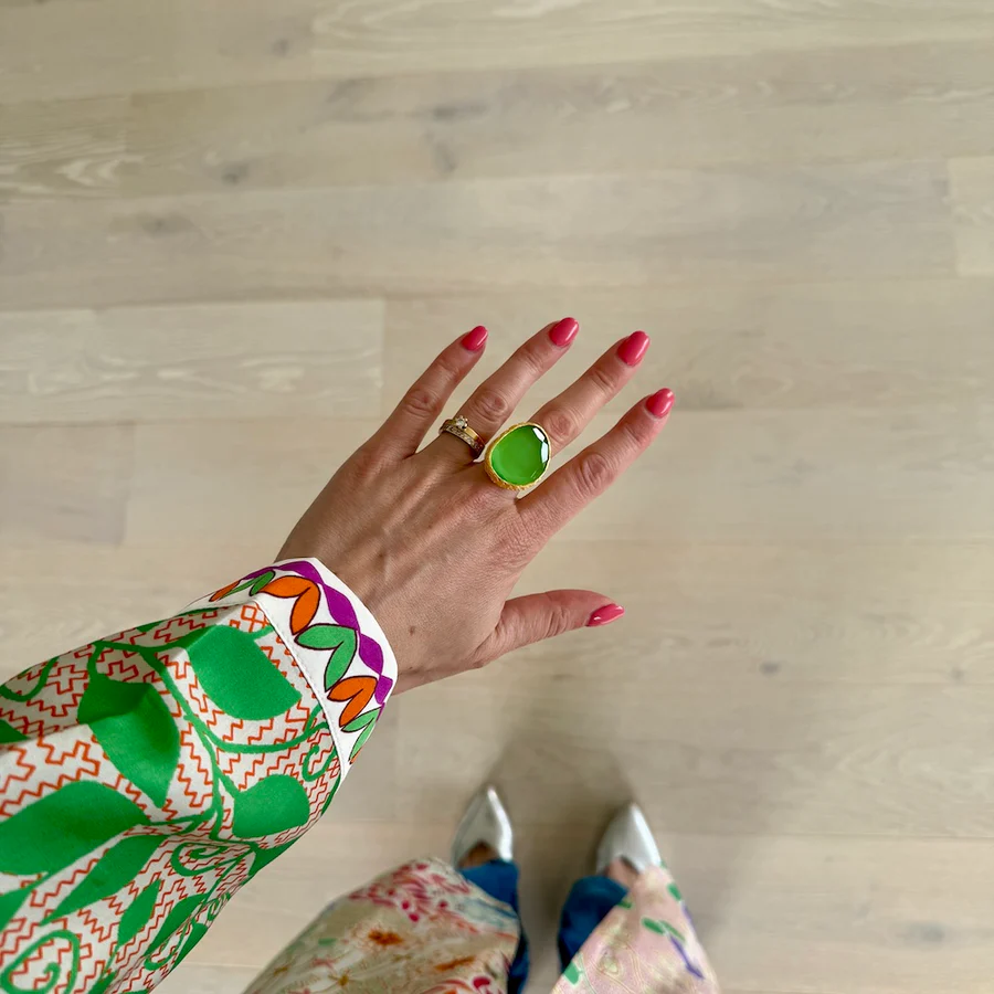 Ring Omikron, Ljusgrön Guld – 7EAST