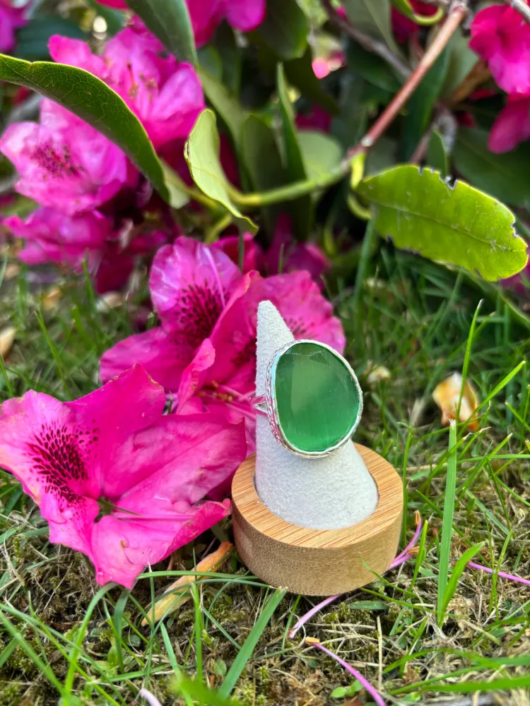 Ring Omikron, Ljusgrön Silver – 7EAST