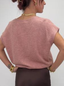 Stickad väst med guldknappar, Rosa Sanna - Gemini    BERÄKNAD LEV: JAN/FEB