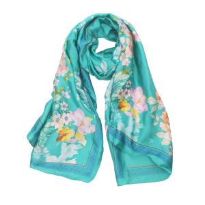 Scarf Turkose, Blommig - Gemini