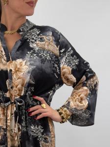 Klänning med knyt; Blom / Djur Svart, Saga - Gemini    BERÄKNAD LEV: JAN/FEB