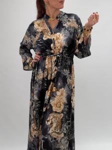 Klänning med knyt; Blom / Djur Svart, Saga - Gemini    BERÄKNAD LEV: JAN/FEB