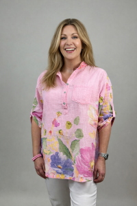 Blus, Rosa Storblommig Sandra - Mix by Heart