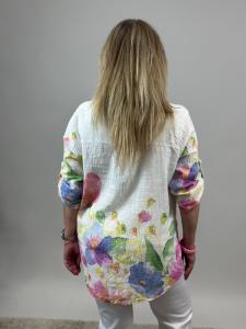 Blus, Vit Storblommig Sandra - Mix by Heart