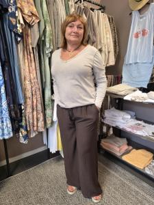 Byxa, Vida ben - resår & knytband, Mörkbrun, Sanne - Soulful Fashion