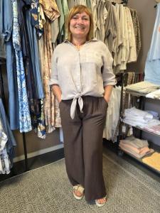 Byxa, Vida ben - resår & knytband, Mörkbrun, Sanne - Soulful Fashion