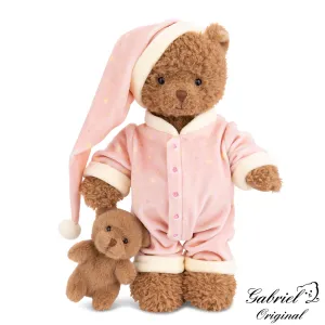 Nalle Selma med rosa pyjamas och liten nalle i handen (25 cm) - Bukowski