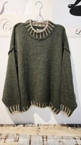 Tröja, Army med ljusa stickningar, Signe - Soulful Fashion