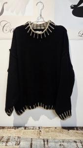 Tröja, Svart med ljusa stickningar, Signe - Soulful Fashion