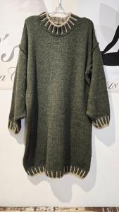 Tröja / Tunika, Army med sandfärgade stickningar, Signe - Soulful Fashion    BERÄKNAD LEV: OKT