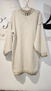 Tröja / Tunika, Creme med sandfärgade stickningar, Signe - Soulful Fashion    BERÄKNAD LEV: OKT