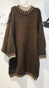 Tröja / Tunika, Brun med ljusa stickningar, Signe - Soulful Fashion    BERÄKNAD LEV: OKT