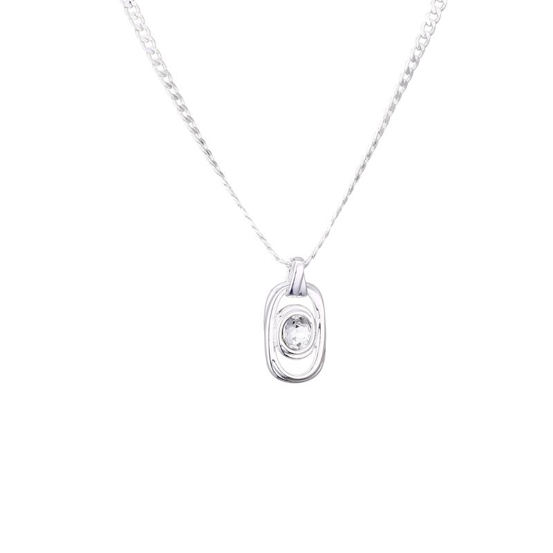 Halsband, silverfärgat med 2 ovaler i varandra, kort - Gemini