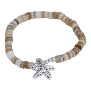 Armband, Pärlemor med sjöstjärna i silver, Ylva - the moshi