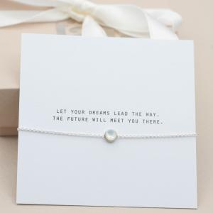 Silverarmband, Vit månsten - by faith