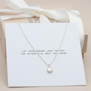 Halsband silver, Vit månsten - by faith